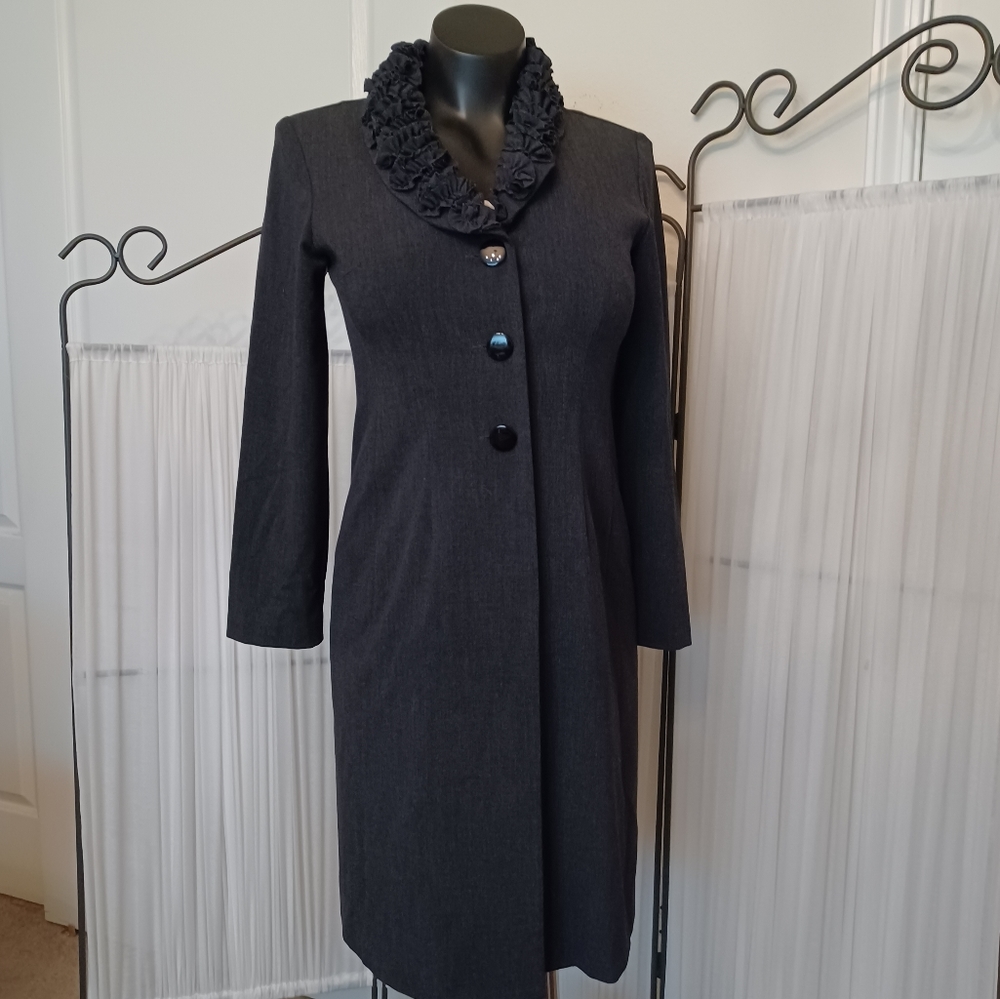 Maxi Coat, Ruffled Neck! - Picture 2 of 7